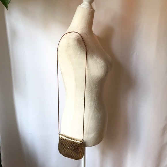 Whiting & Davis Mini Gold Pedal Flap Crossbody Bag - Picture 2 of 8